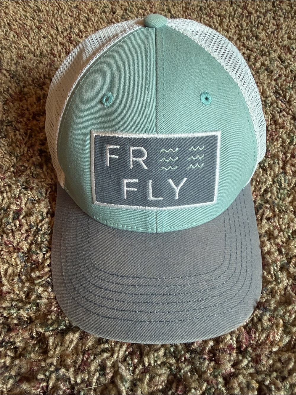 FREE FLY Mesh Trucker Hat in Mint and Gray